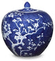 Blue and White Cherry Blossom Rounded Ginger Jar, 10"