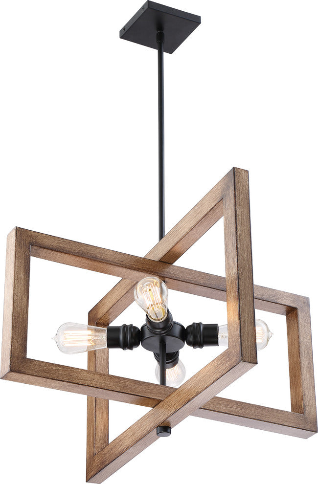 Nuvo Beacon 4-Light Incandescent Black Gray Wood Pendants