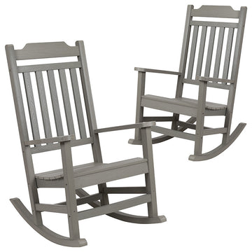 Set of 2 Winston All-Weather Rocking Chair in Gray Faux Wood