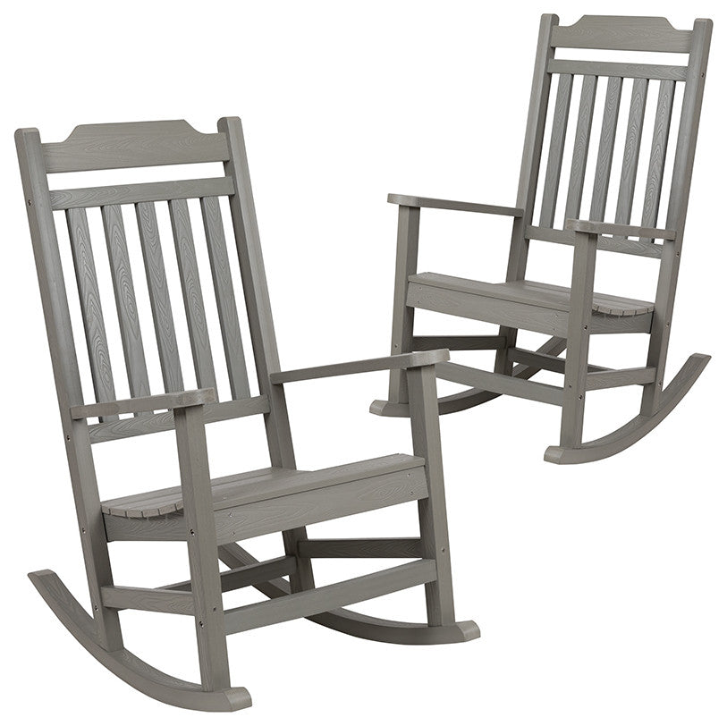 Set of 2 Winston All-Weather Rocking Chair in Gray Faux Wood
