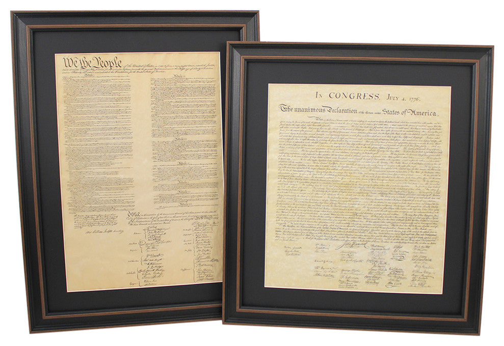 Framed and Matted Constitution and Declaration of Independence, Set of 2