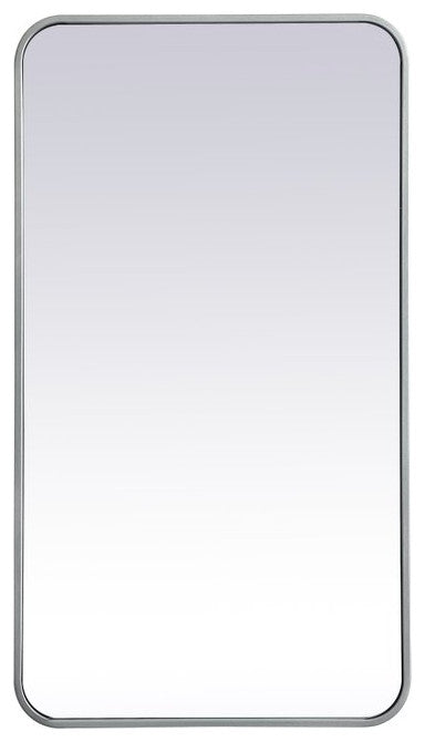 Ellis Soft Corner Metal Rectangular Mirror, Silver, 20"x36"