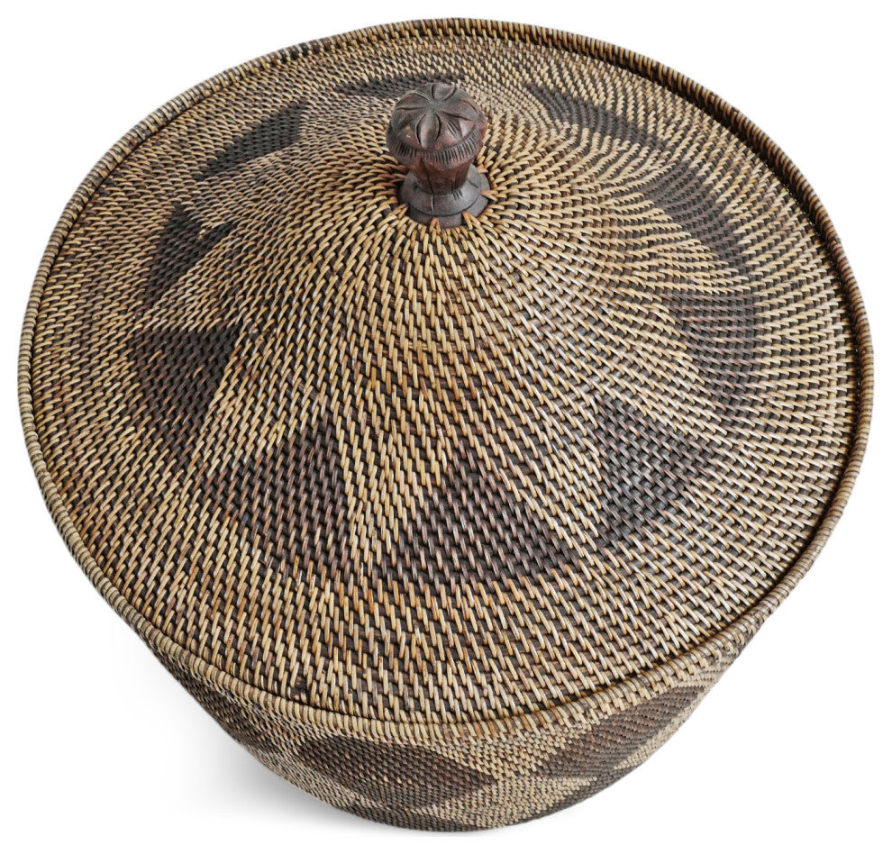 Diamond Tea Stained Basket WithLid