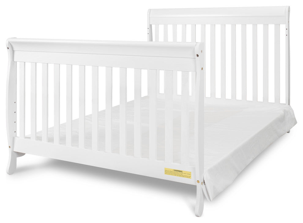 Baby Mile Eve 4-in-1 Convertible Crib With Guardrail, White