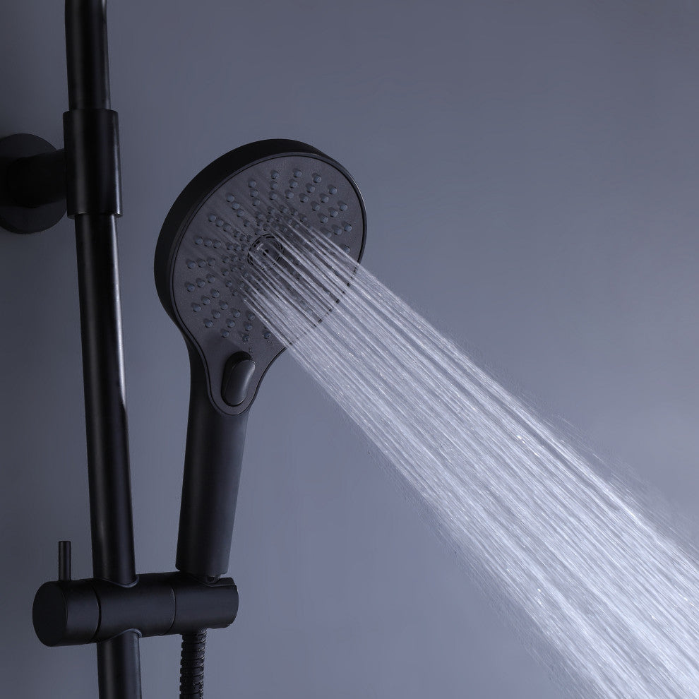 Shower System With Handheld Shower & Shower Head (Not Included Rough Valves), Matte Black