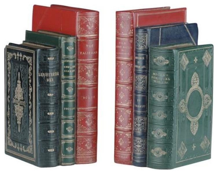 Bookends Antique Book Large Hand Painted
