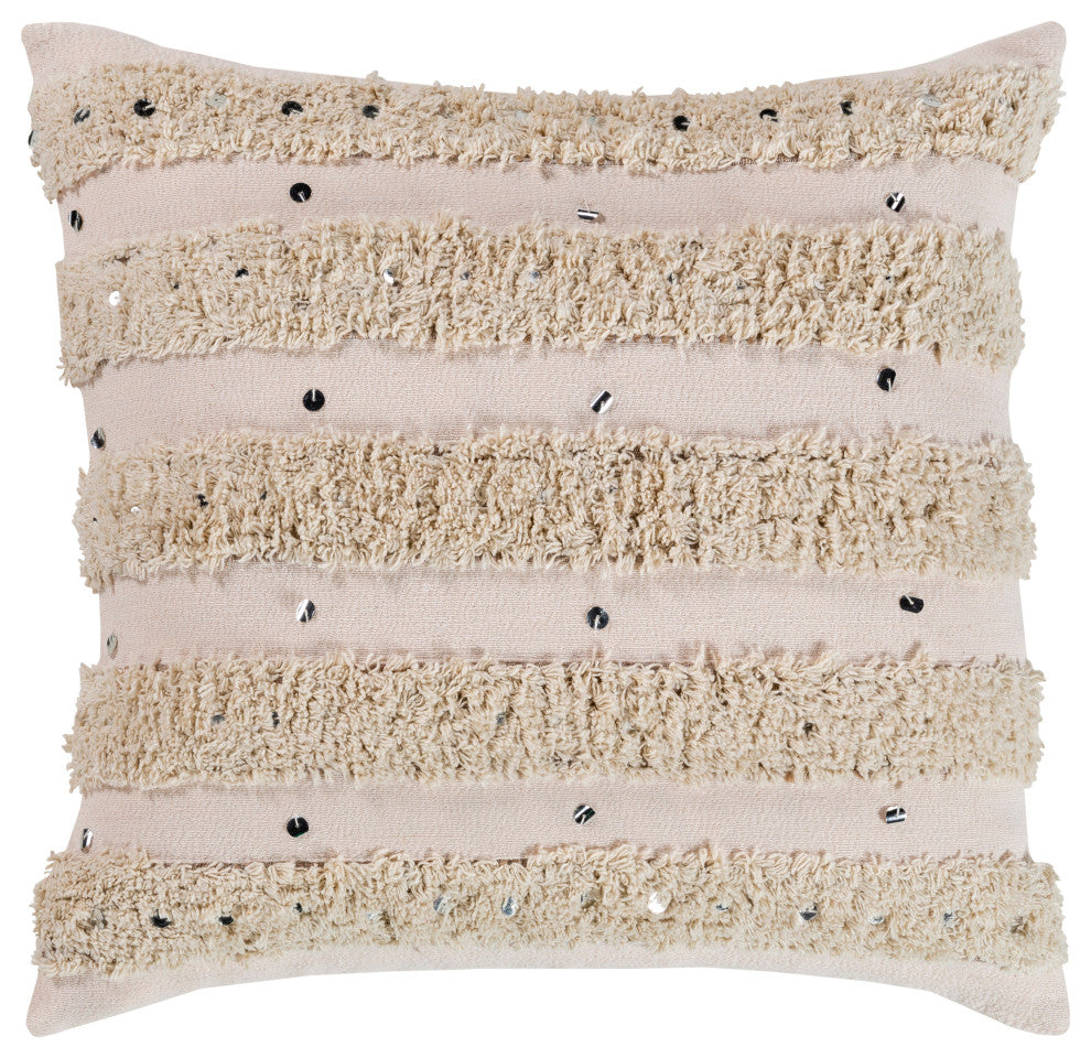 Surya Temara TMA-003 20"x20" Pillow Cover, Pale Pink/White/Cream/Tan