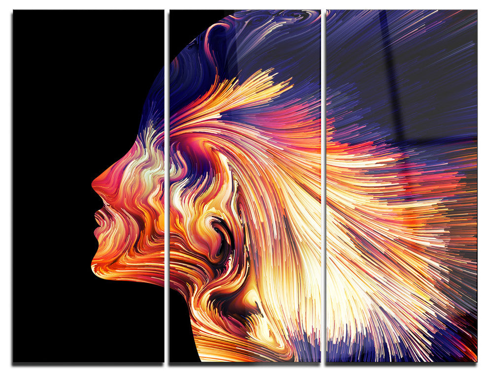 "Explosion of Thought" Digital Glossy Metal Wall Art, 3 Panels, 36"x28"