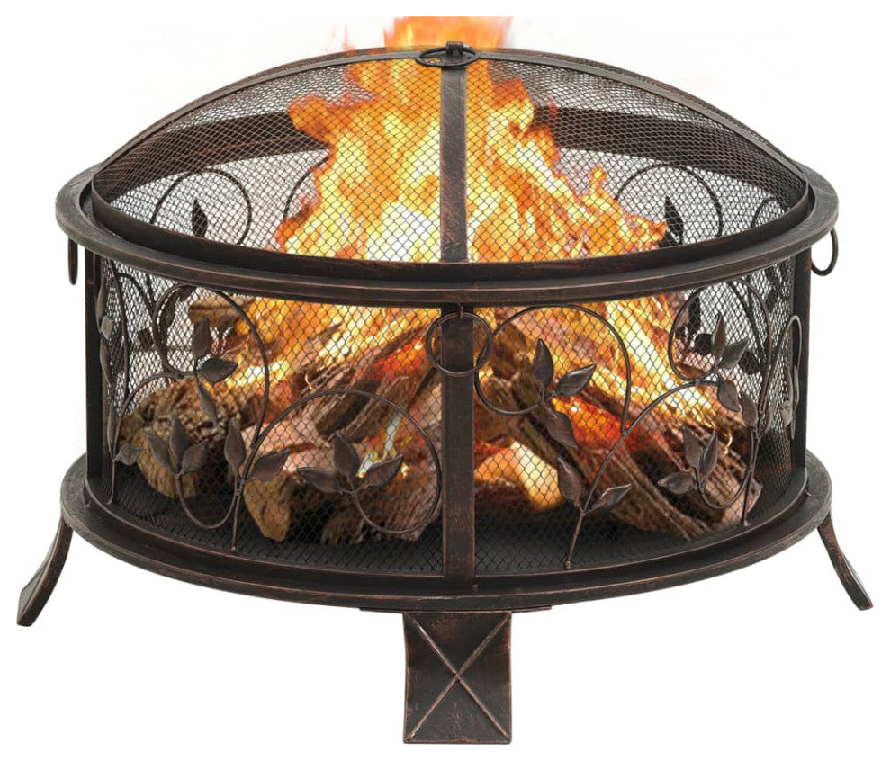 vidaXL Fire Pit Outdoor Fireplace for Camping Firebowl with Poker XXL Steel