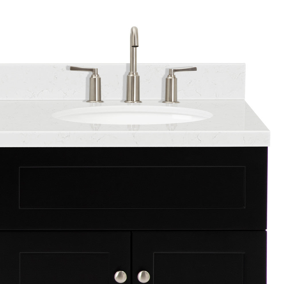 Ariel Hamlet 60" Double Oval Sink Bathroom Vanity, Carrara Quartz