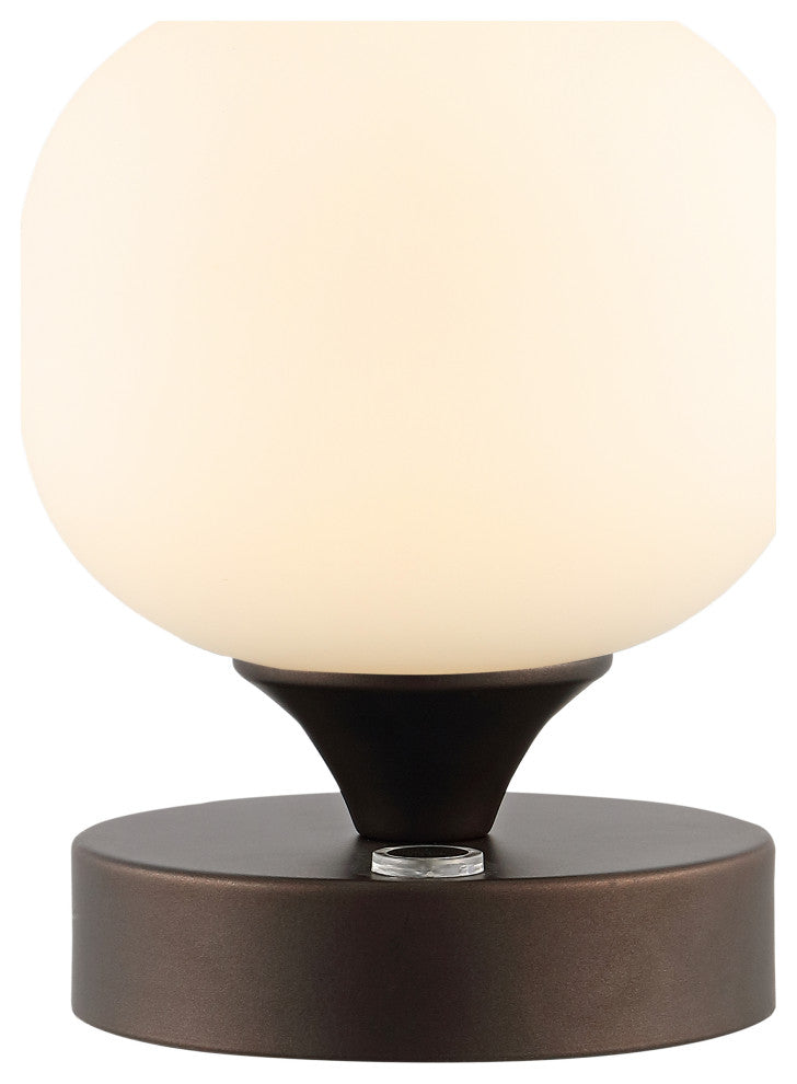 Owen 6.13" Bohemian Farmhouse Iron Rechargeable Integrated LED Table Lamp, Black