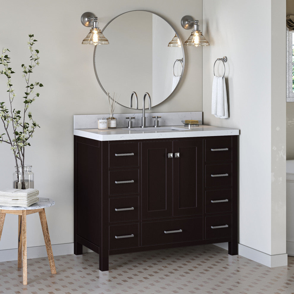 Ariel Cambridge 42" Single Rectangle Sink Vanity, Carrara Quartz