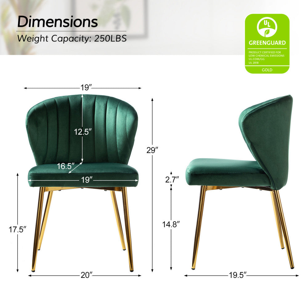 Luna Contemporary Side Chair With Tufted Back, Green