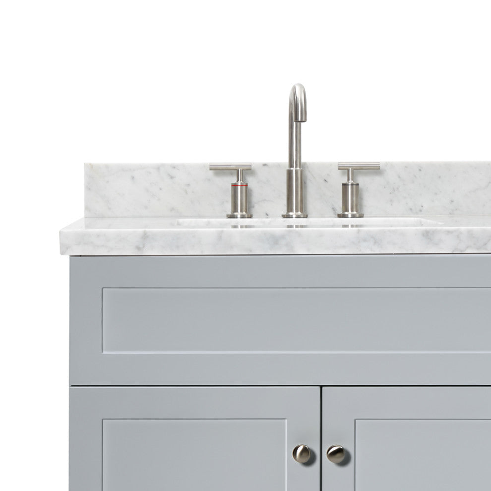 Ariel Hamlet 73" Rectangle Sinks Bath Vanity, 1.5" Carrara Marble
