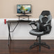 Gaming Desk and Racing Chair Set w/Cup Holder, Hook, & Monitor/Smartphone Stand,