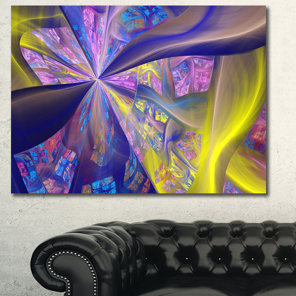 Purple Yellow Fractal Curves, Abstract Canvas Art Print, 40x30