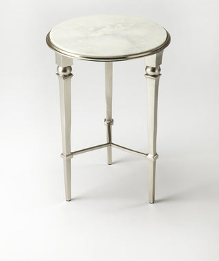 Butler Darrieux Marble Round End Table, Silver