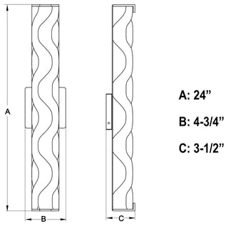 Vaxcel Lighting W0359 Marseille 1 Light 24"W LED Bath Bar - - Chrome