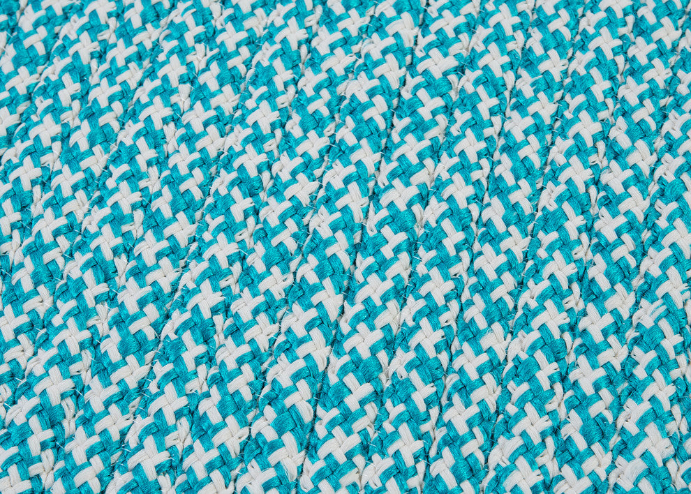 Outdoor Houndstooth Tweed Rug, Turquoise, 14"x17" Swatch Sample