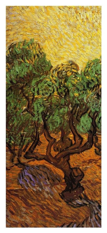 "Olive Trees With Yellow Sky And Sun (left)" Print by Vincent van Gogh, 21"x46"