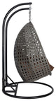 2 Person Charcoal Wicker Double Hanging Egg Swing Chair, Brown