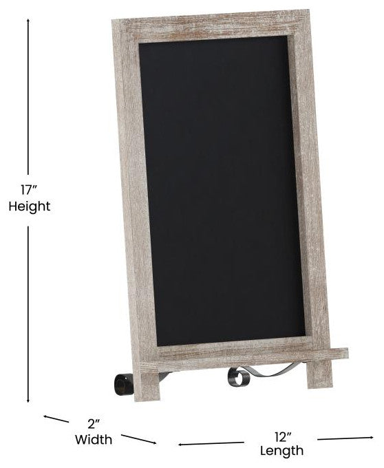 Canterbury Magnetic Chalkboard WithMetal Scrolled Legs, Hang or Countertop Board, 12" X 17" - Weathered Brown