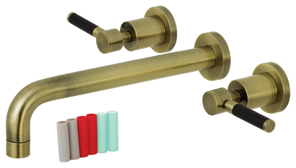 Two-Handle Wall Mount Tub Faucet, Antique Brass