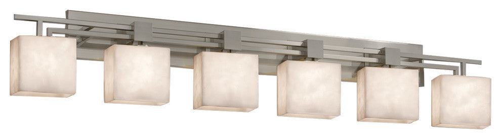 Clouds Aero 6-Light Bath Bar, Rectangle, Brushed Nickel, Clouds Shade