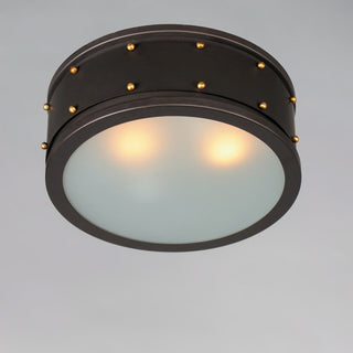 Maxim 25160 Trestle 2 Light 13"W Flush Mount Drum Ceiling Fixture - Oil Rubbed