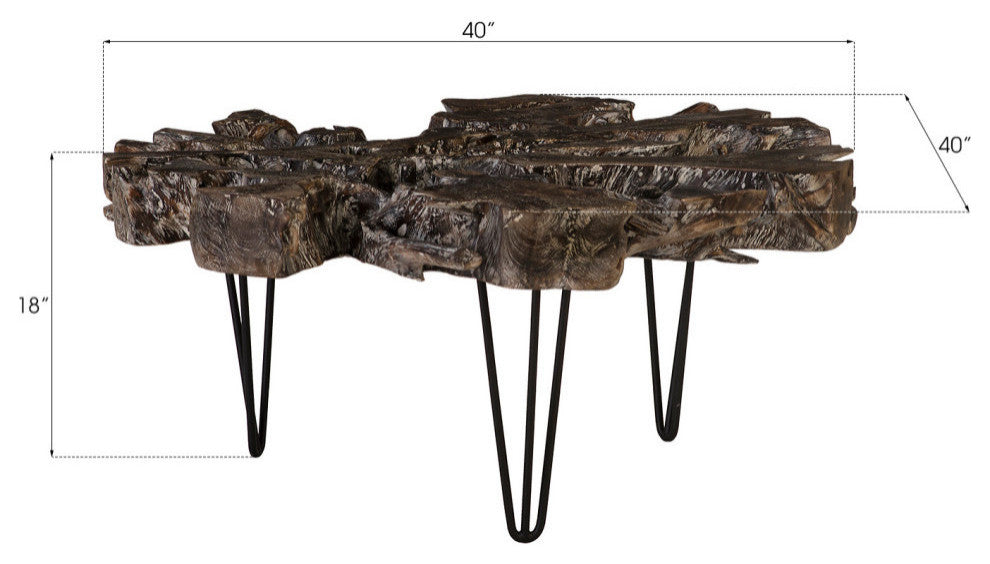 Round Top Coffee Table, Black Wash