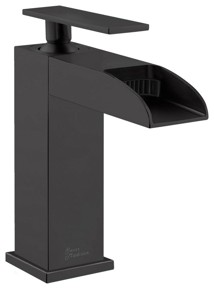 Concorde Single Hole, Waterfall Bathroom Faucet, Matte Black
