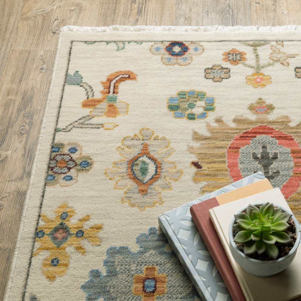 Leoness Floral Fun Indoor Area Rug, Ivory, 2' x 6'