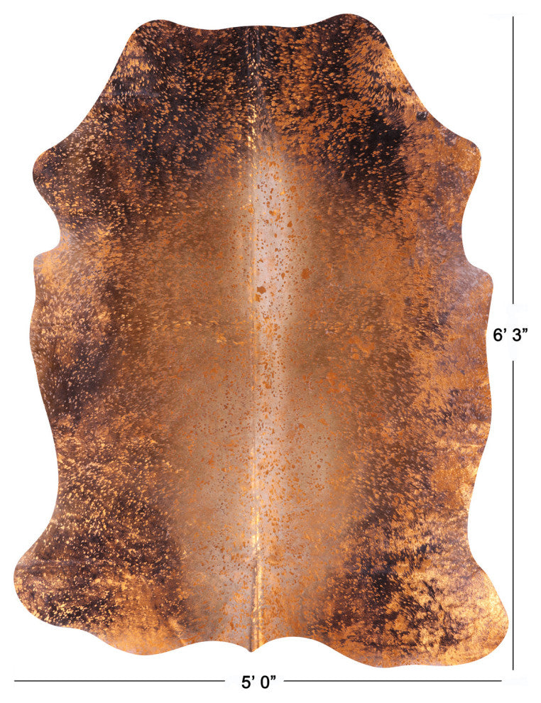Orange Metallic Cowhide Rug 6' 3" X 5' 0" C2160