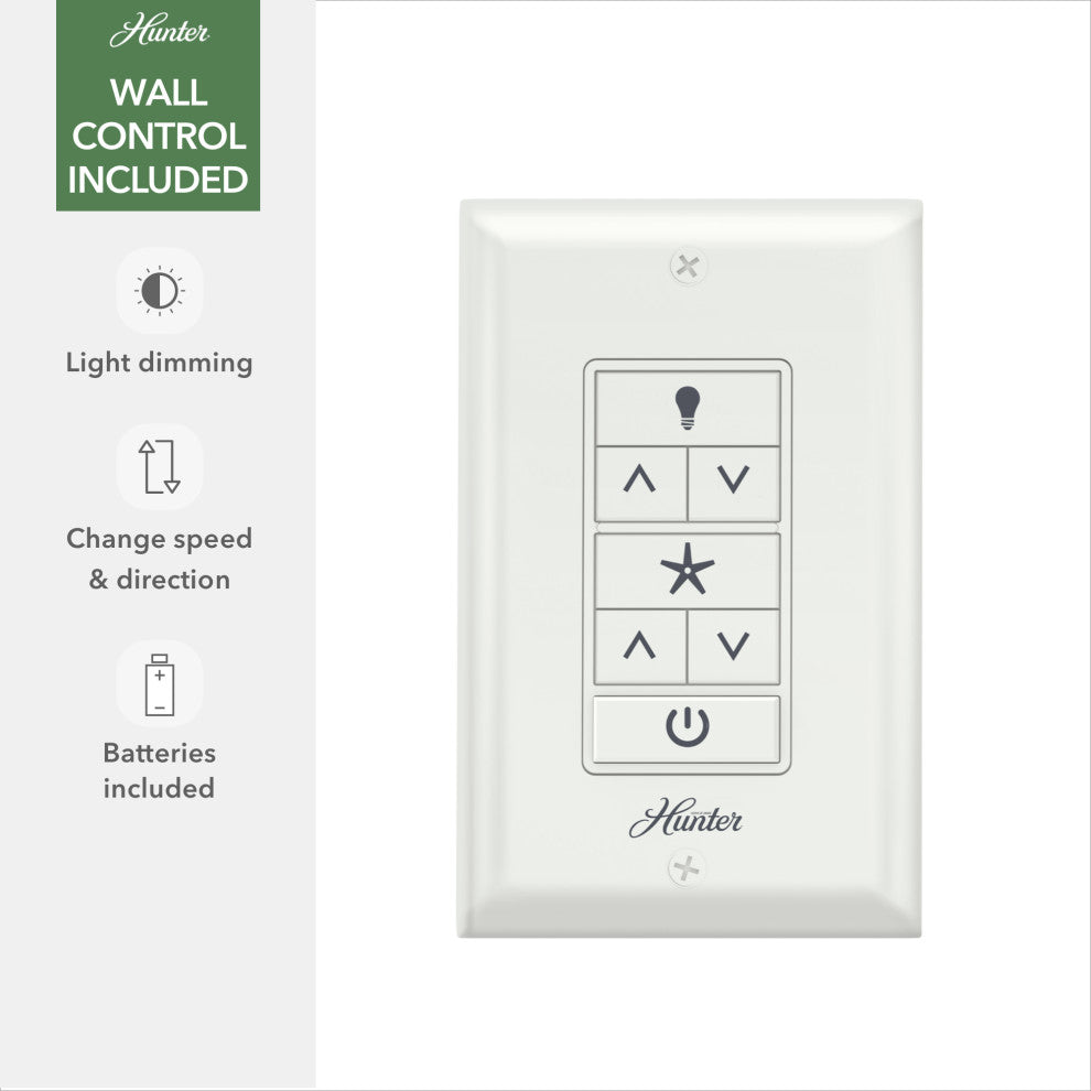 Hunter 60" WiFi Phenomenon Matte White Ceiling Fan With LED Light, Wall Control