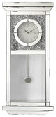 Benzara BM268980 Pendulum Wall Clock With Mirror Trim and Molded Design, Silver