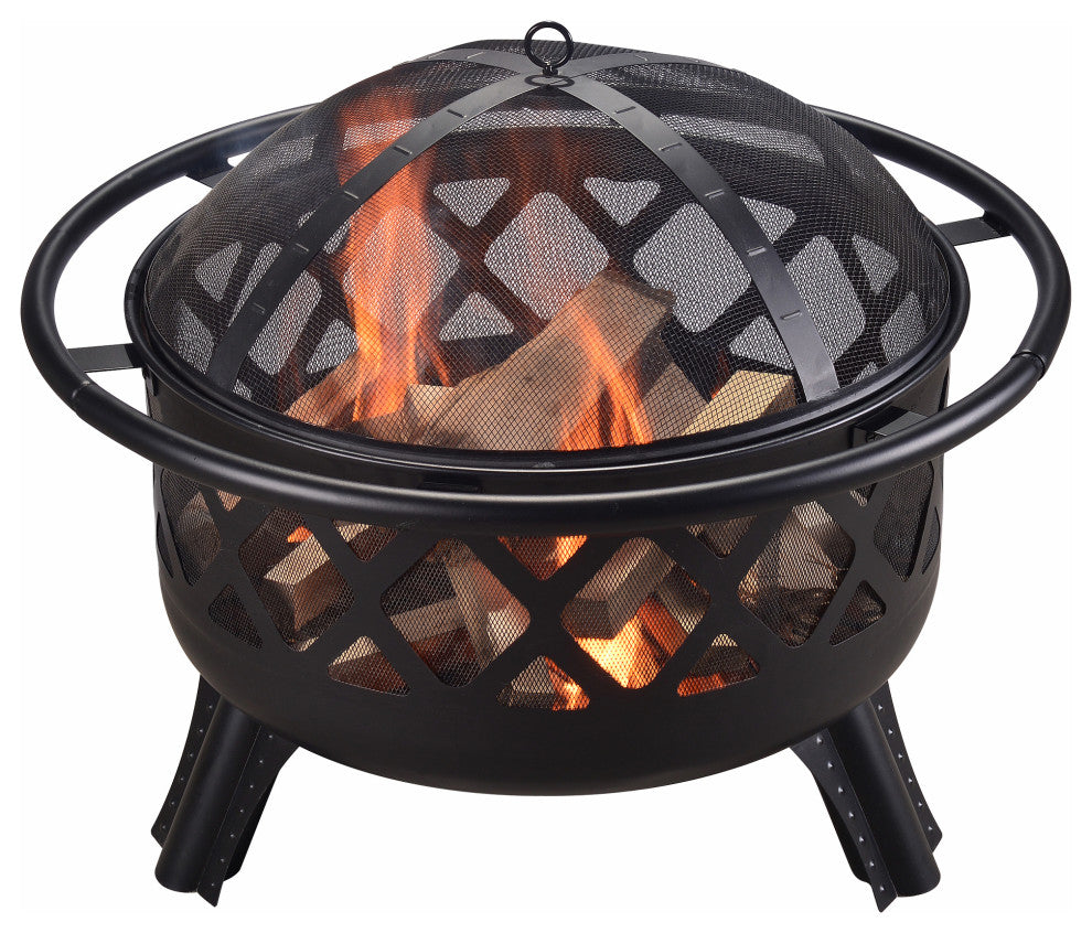 30" Outdoor Round Steel Wood Burning Fire Pit