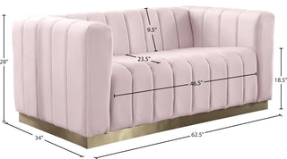 Marlon Velvet Upholstered Loveseat, Pink