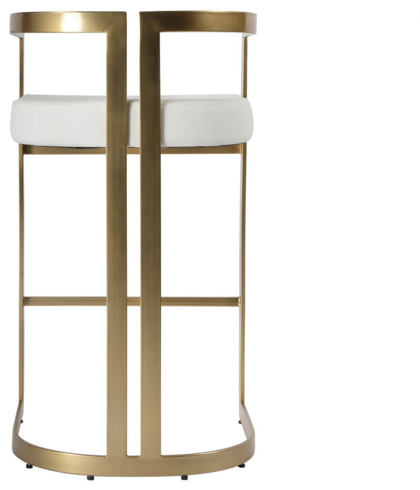 Clarence Faux Leather 35" Barstool, Polished Gold