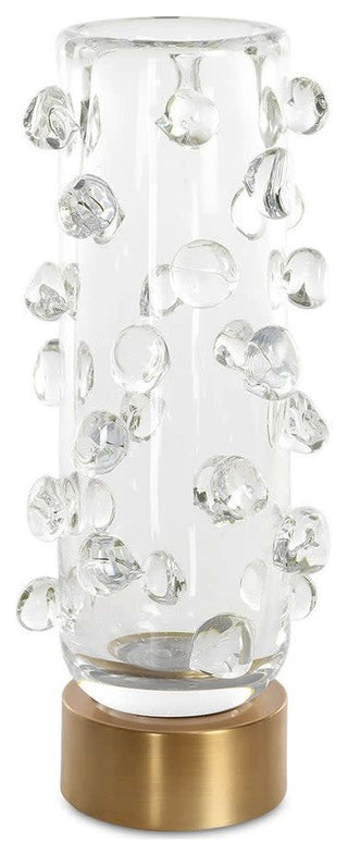 Uttermost 18182 Aura 15" Tall Glass and Iron Vase - Brushed Brass / Clear