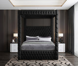 Royal Velvet Upholstered Bed, Black, Queen