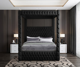 Royal Velvet Upholstered Bed, Black, Queen