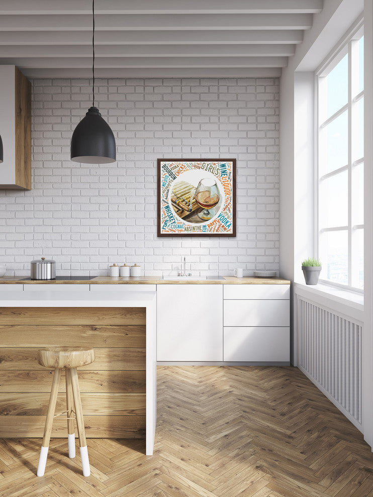 "Cigars and Bourbon" Framed Painting Print, 12"x12"