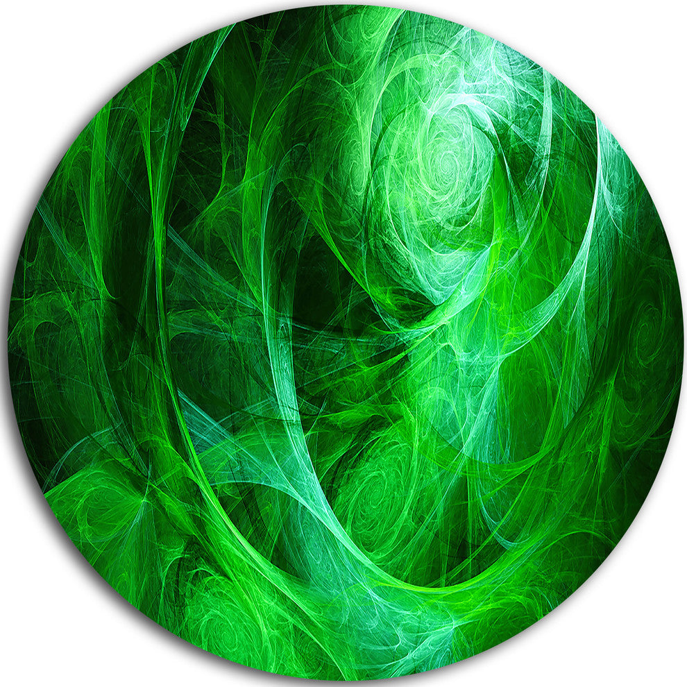 Green Stormy Sky Texture, Abstract Digital Art Disc Metal Wall Art, 36"