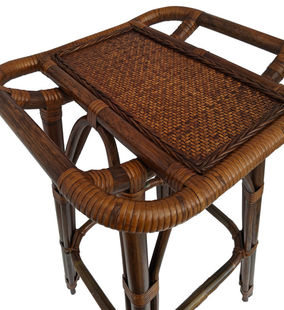 Asian Rattan Stool Oriental Rattan Backless Bar Stool Counter Height