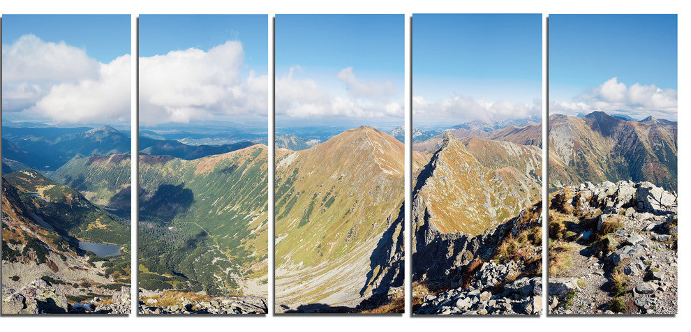 "Ostry Rohac And Volovec At Tatras" Landscape Wall Wall Art, 5 Panels, 60"x28"