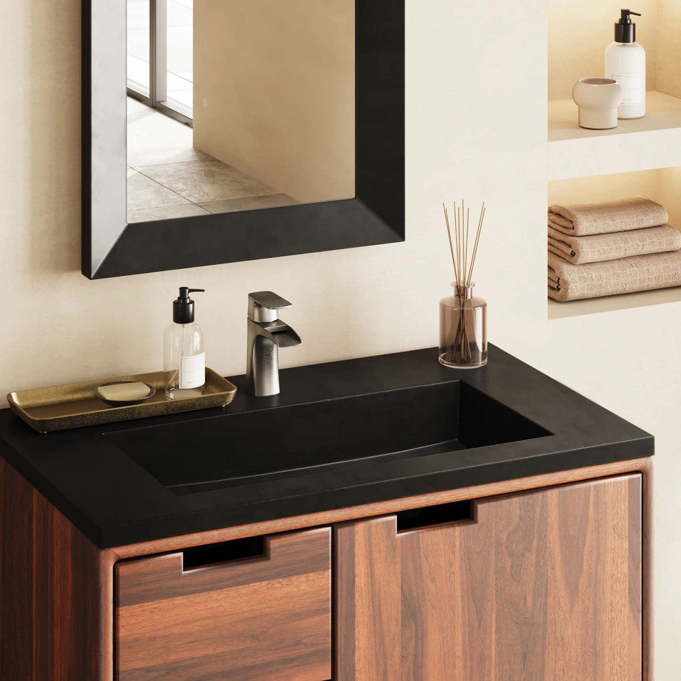 36" Capistrano Vanity Top with Integral Sink, Charcoal, Single Faucet Hole