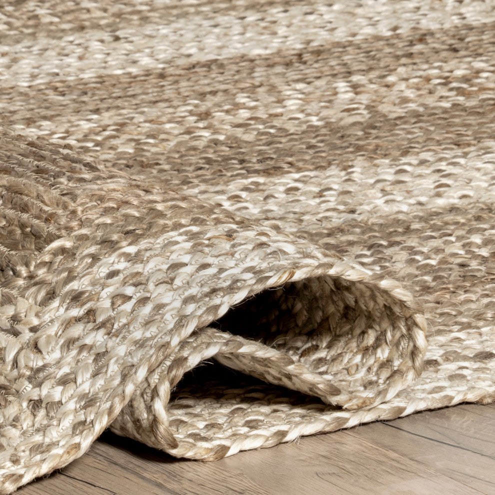 Nuloom Jute & Sisal Charlene Braided Border Area Rug, Natural 3'x5'