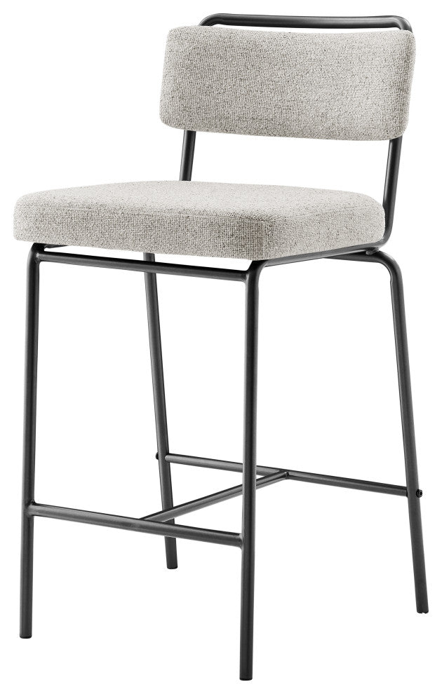 Zander Counter Stool, Pebbled Cream, Fabric