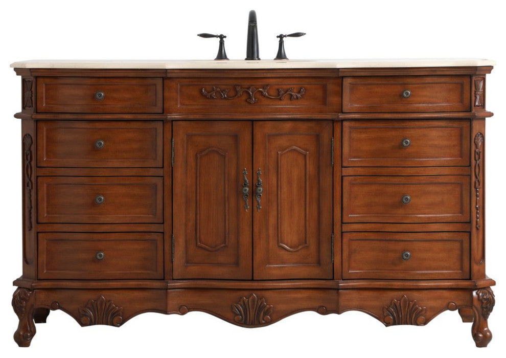 60" Single Bathroom Vanity, Teak