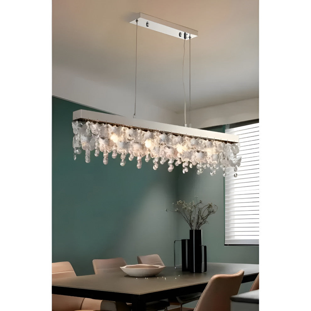 Incisa Scapaccino | Chrome Rectangular Crystal LED Chandelier, Warm Light